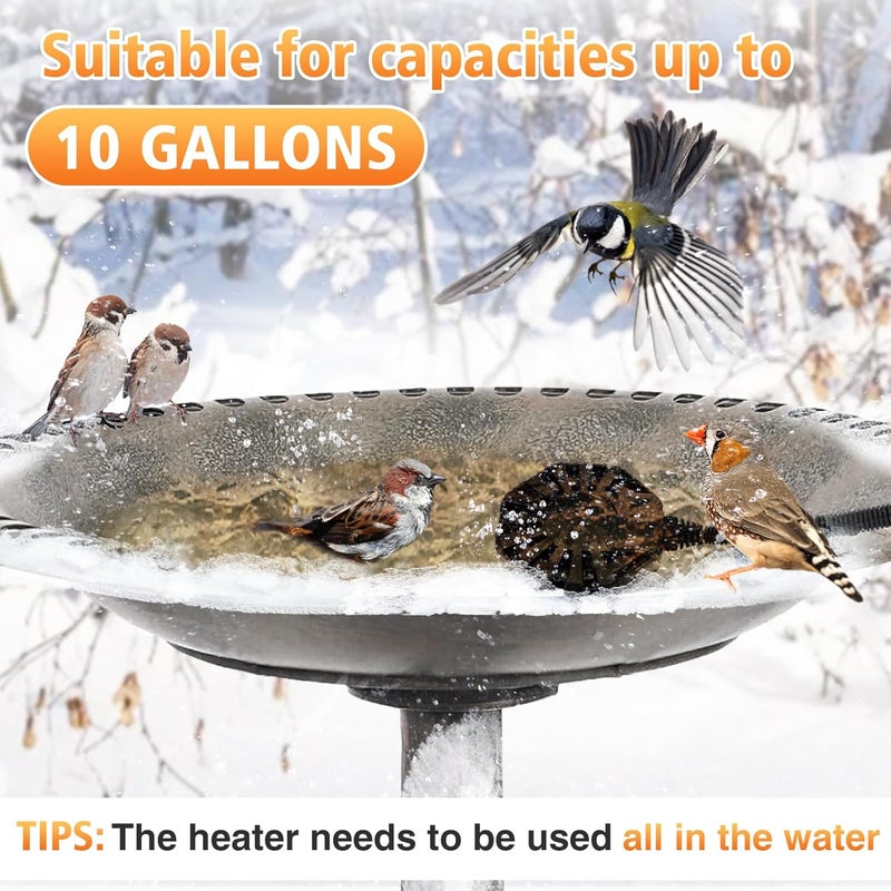 Biubee Bird Bath Heater - Water De-icer for Winter Outdoor Duck Livestock Coop Water Tank Trough Small Pond, Chicken Water Heater 150W Thermostatic Control Aluminum Painted PTFE Submersible Heater - Image 2
